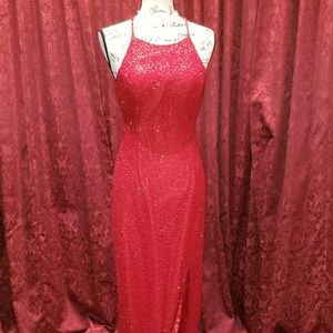 Red Sequence Evening Gown